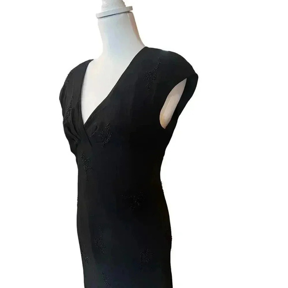 Jones New York formal dress 100% silk black and beaded maxi size 10 - Picture 5 of 8